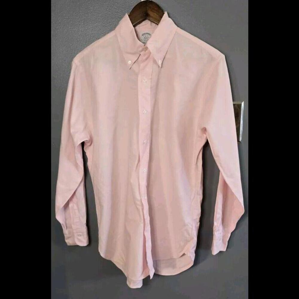 Vintage Brooks Brothers Makers Shirt Mens 15-32 Pink Cotton USA Regent